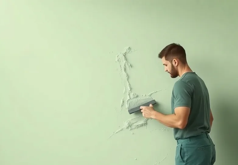 Application d'un enduit décoratif à la lisseuse sur un mur